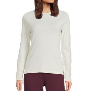 J. McLaughlin Cream Sweater with Button Sleeves sz large